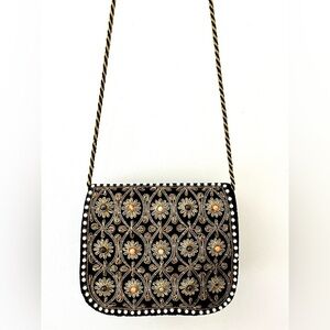 Vintage Bag Jeweled Beaded Stoned Moroccan Embroidered Velvet Dressy Ethnic
